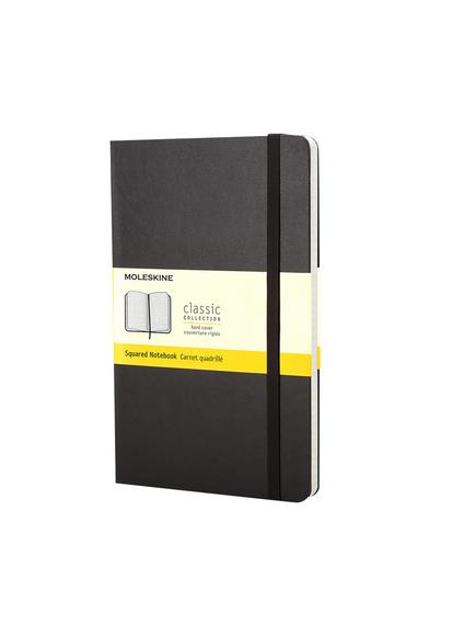 Moleskine Large Hard Cover Squared Notebook, Black, Black