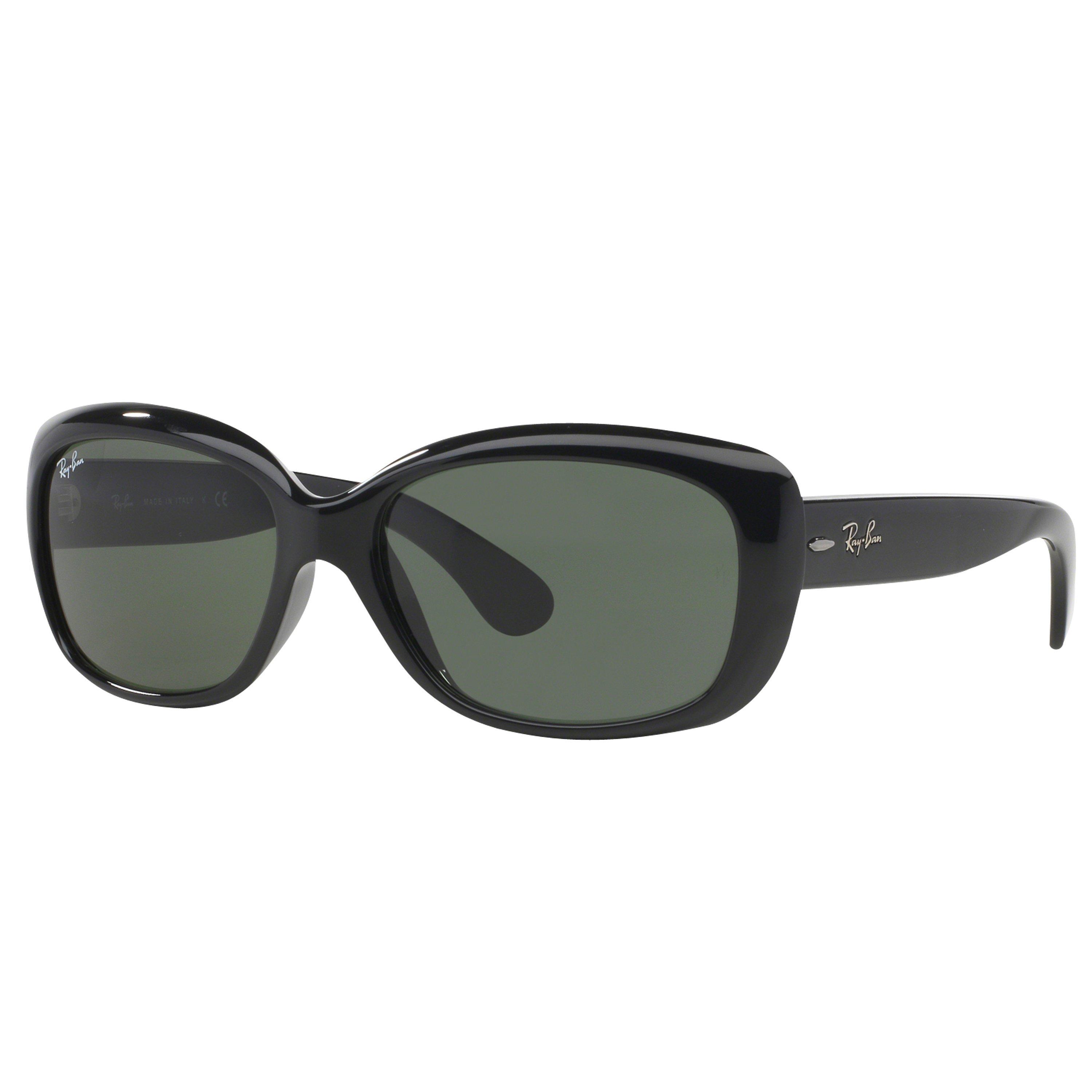 Ray-Ban RB4101 Women's Jackie Ohh Rectangular Sunglasses, Black/Green