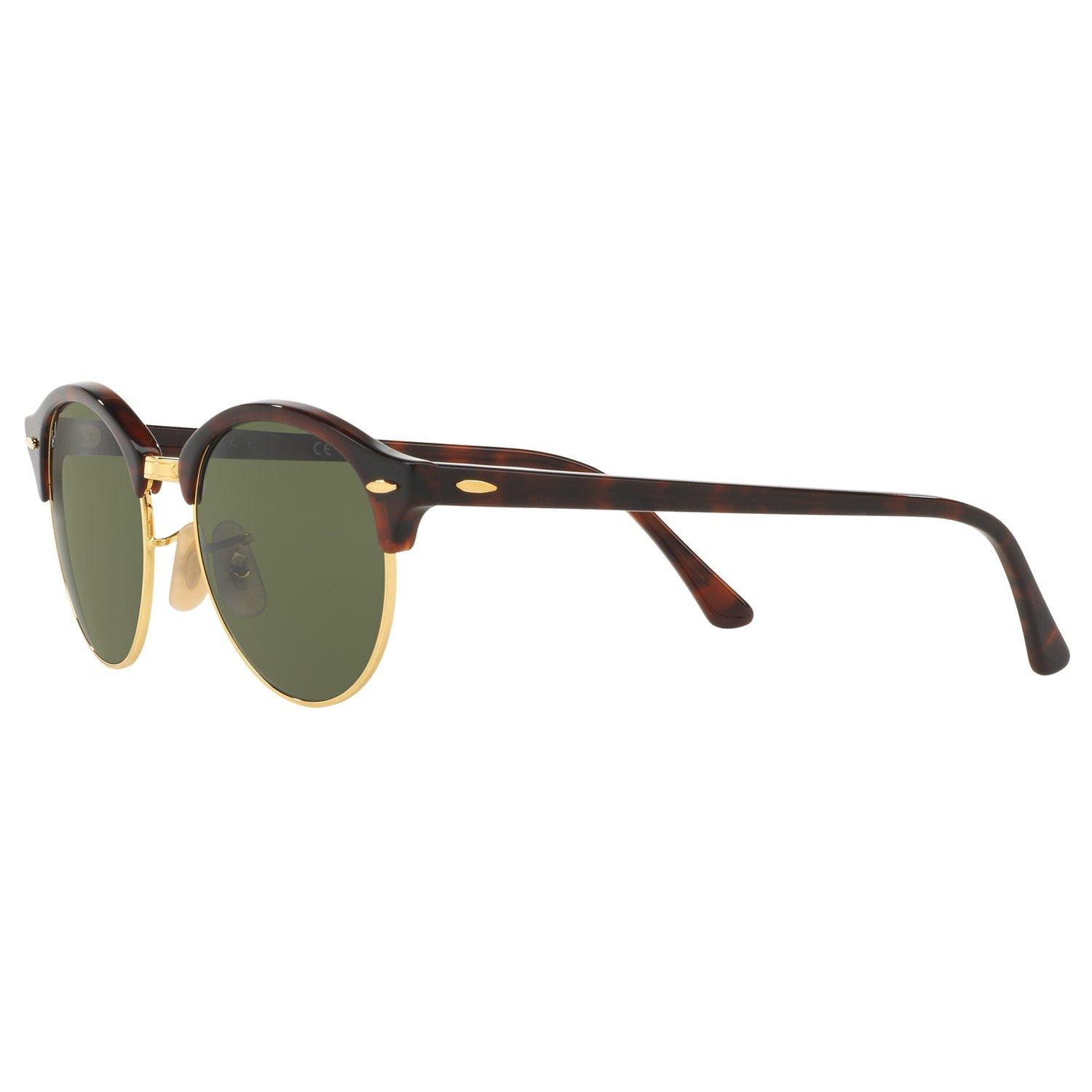 Ray-Ban RB4246 Clubround Polarised Round Sunglasses, Tortoise/Dark Green