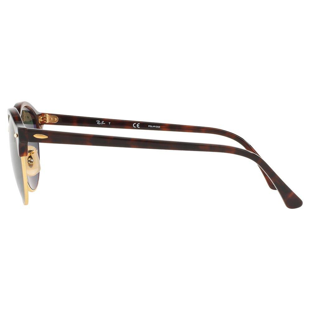 Ray-Ban RB4246 Clubround Polarised Round Sunglasses, Tortoise/Dark Green