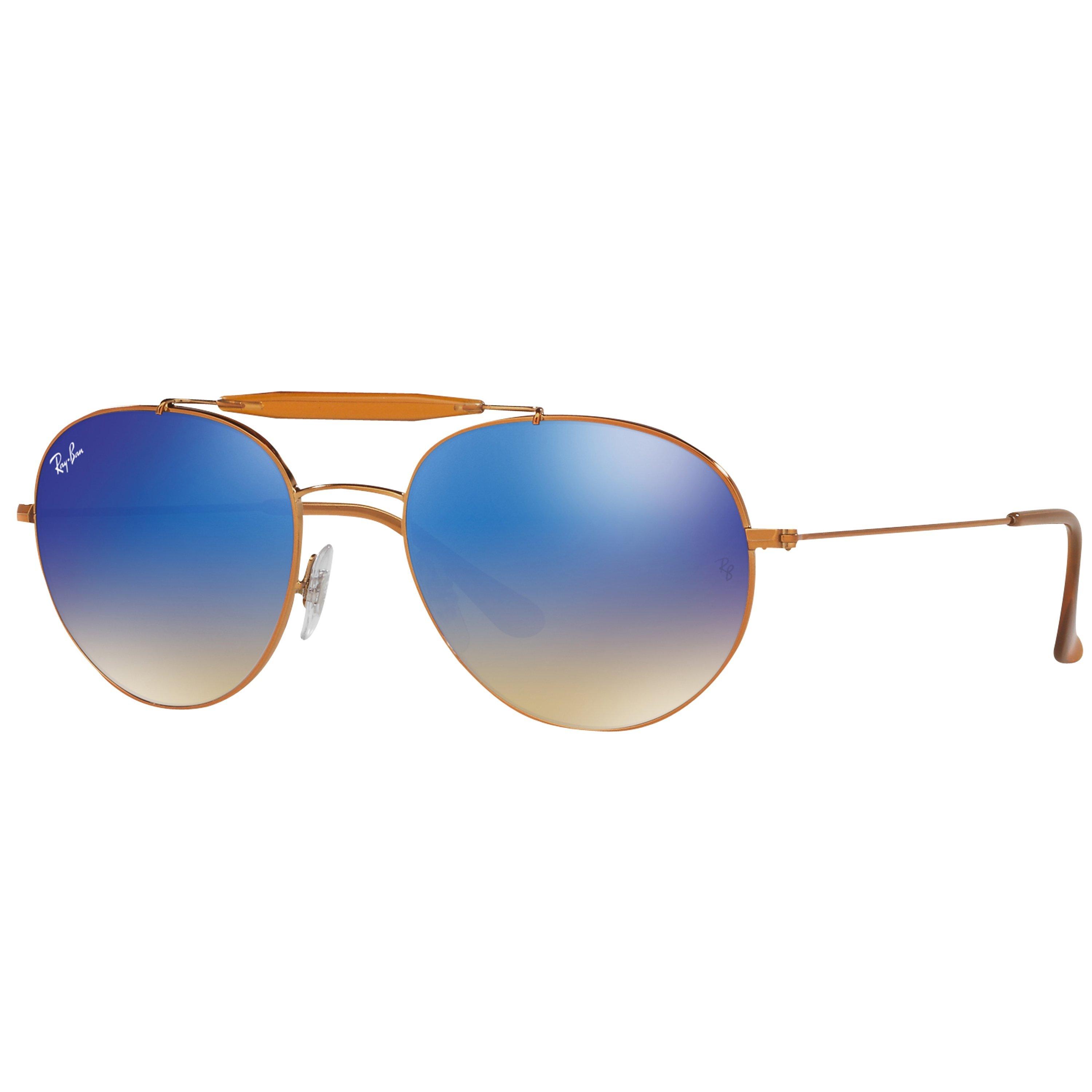 Ray-Ban RB3540 Oval Sunglasses, Dark Gold/Mirror Blue