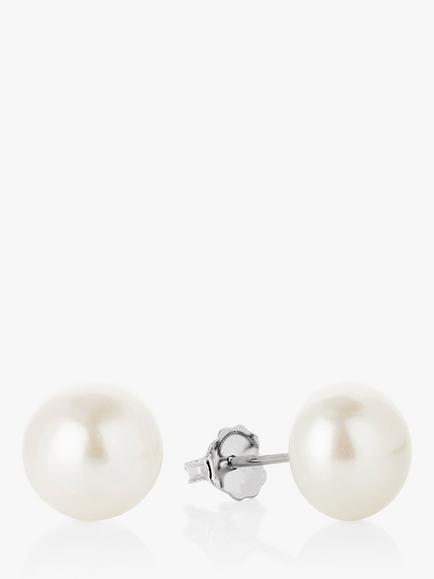 Claudia Bradby Freshwater Pearl Button Stud Earrings, 9-10mm, White, White