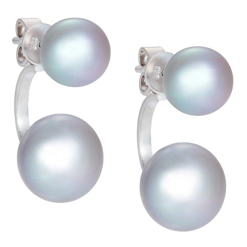 Claudia Bradby Double Pearl Stud Earrings, Silver