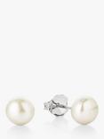 Claudia Bradby Freshwater Pearl Button Stud Earrings, 7mm, White