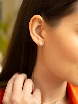 Claudia Bradby Freshwater Pearl Button Stud Earrings, 7mm - view 2, White