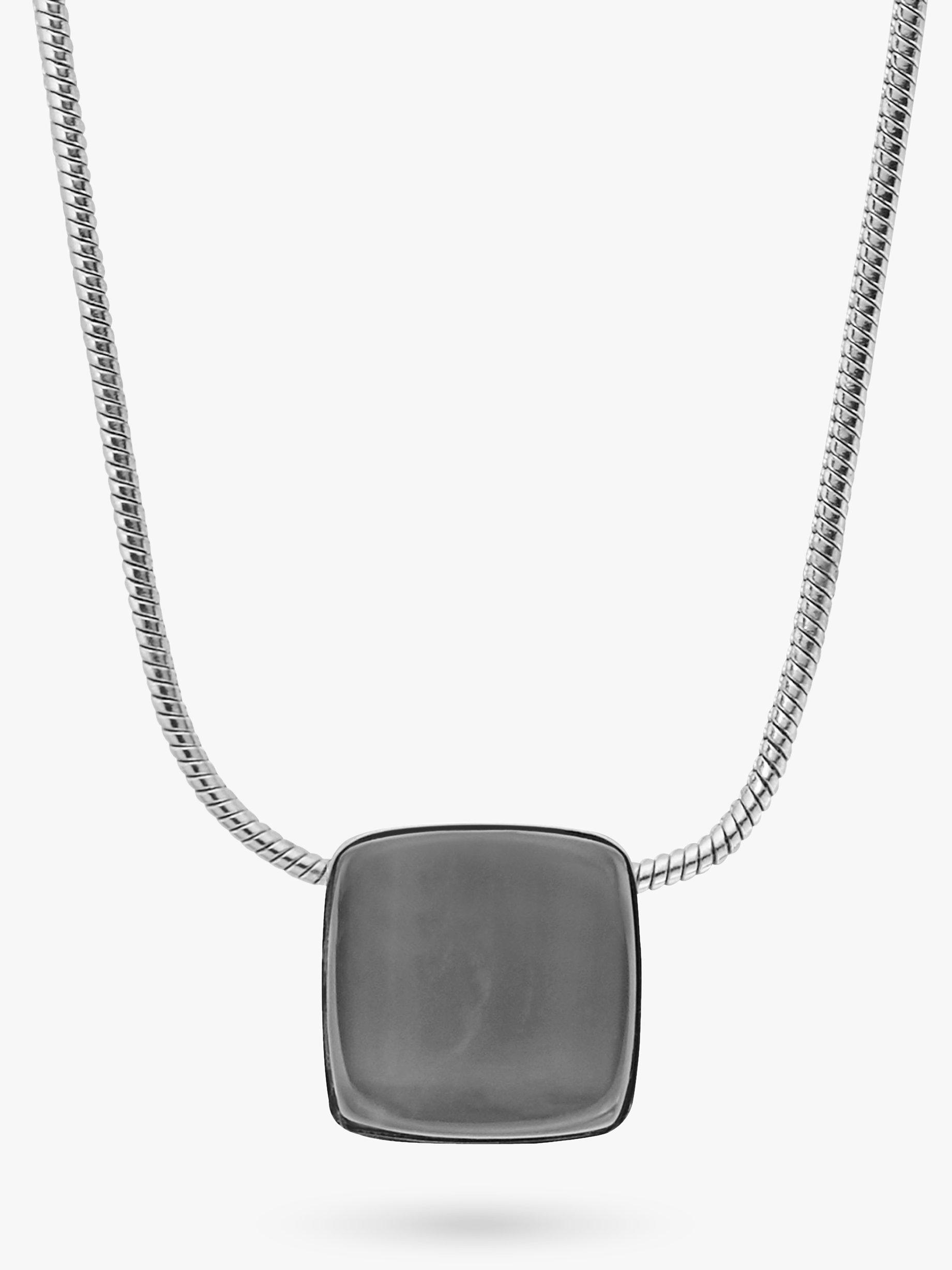Skagen Sea Glass Square Pendant Necklace, Silver/Steel Blue SKJ0868040