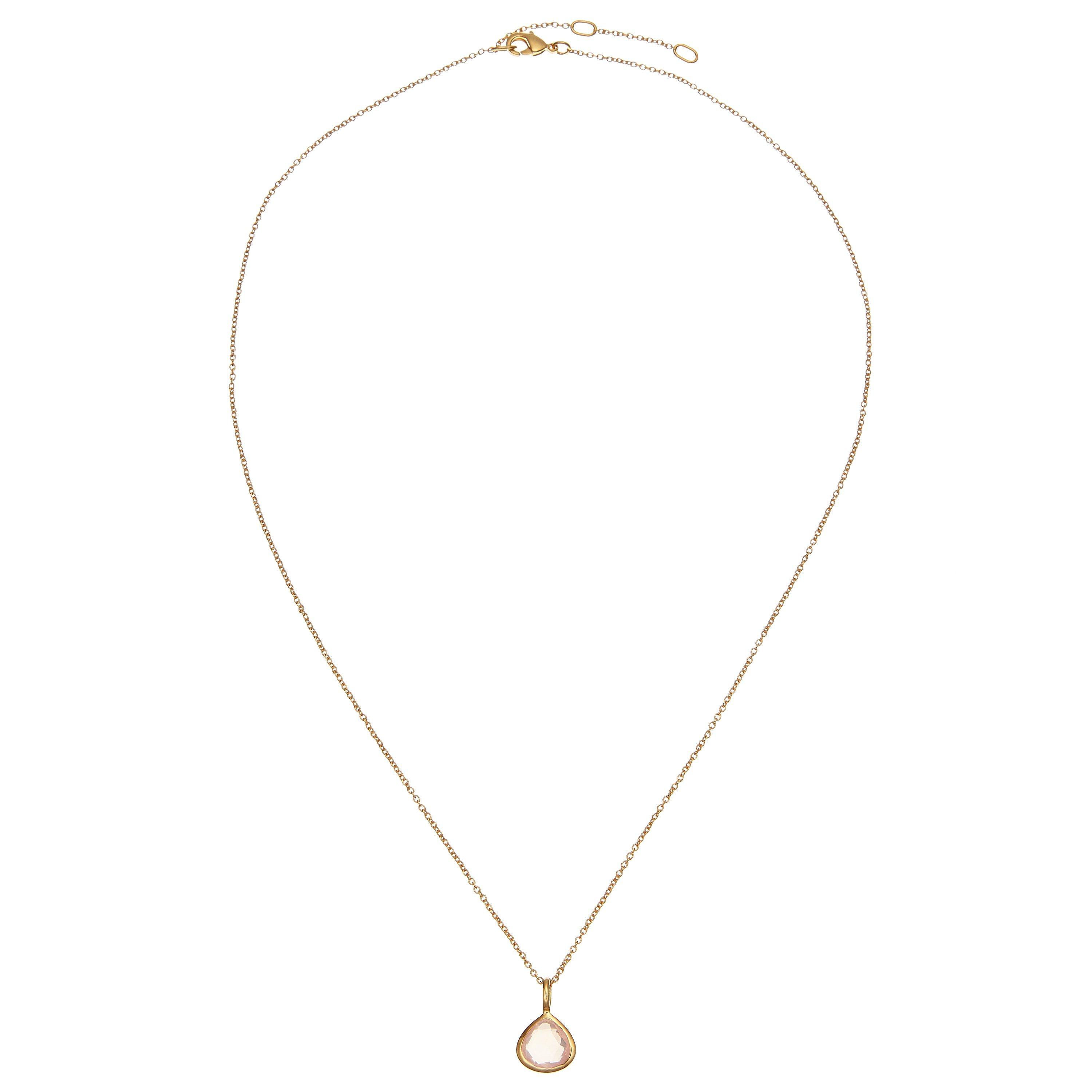 John Lewis & Partners Semi-Precious Stone Birthstone Pendant Necklace, October Rose Quartz
