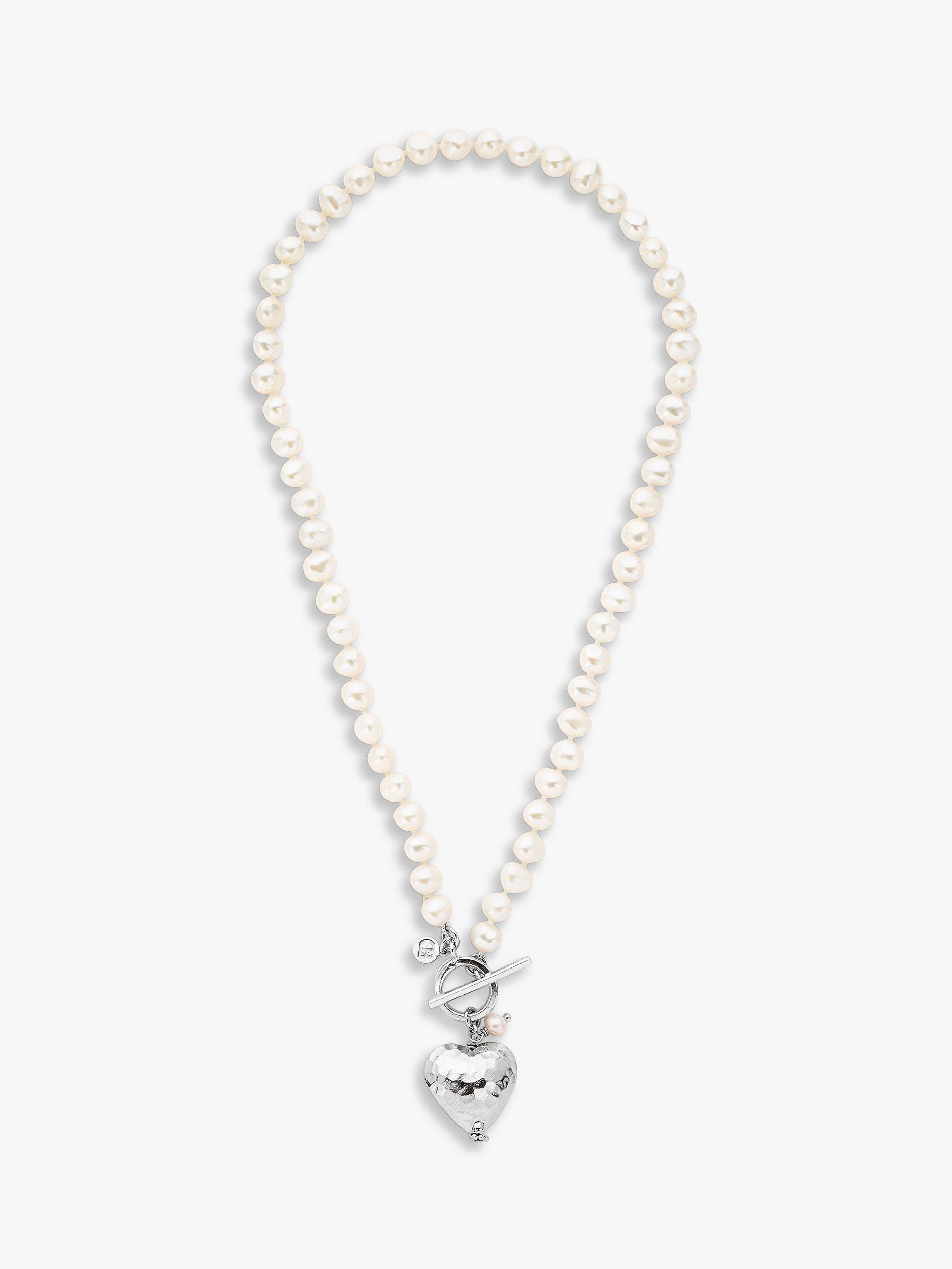 Claudia Bradby Bella Hammered Heart Pendant Necklace, White