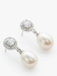 Lido Circle Cubic Zirconia Freshwater Pearl Drop Earrings, White