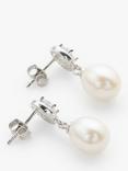 Lido Circle Cubic Zirconia Freshwater Pearl Drop Earrings, White