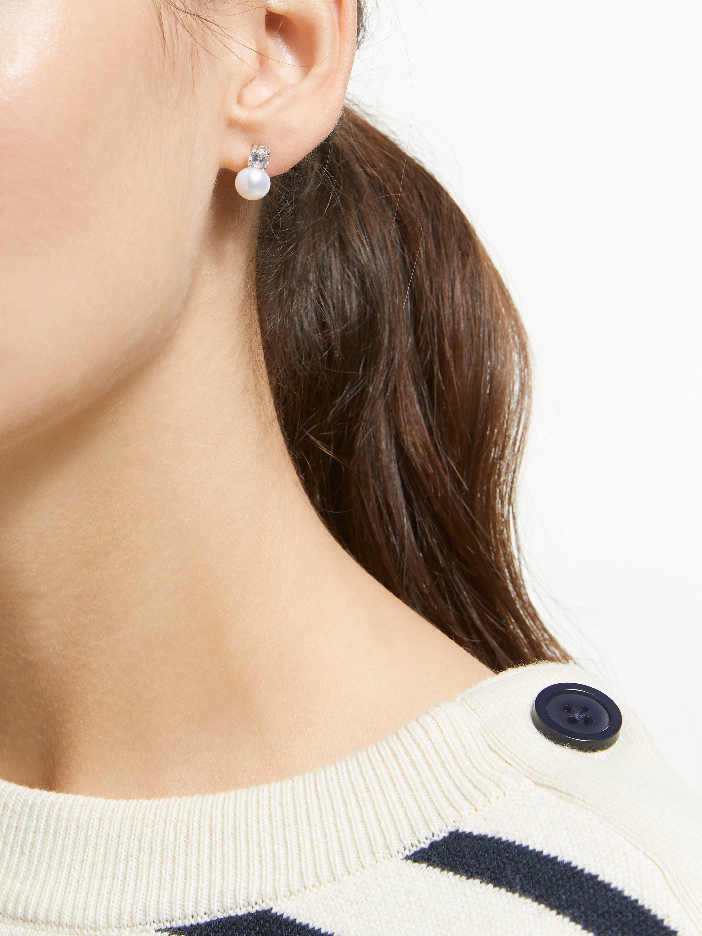 Product image 2 of 5, which shows Lido Freshwater Pearl Stud Earrings, White/Silver