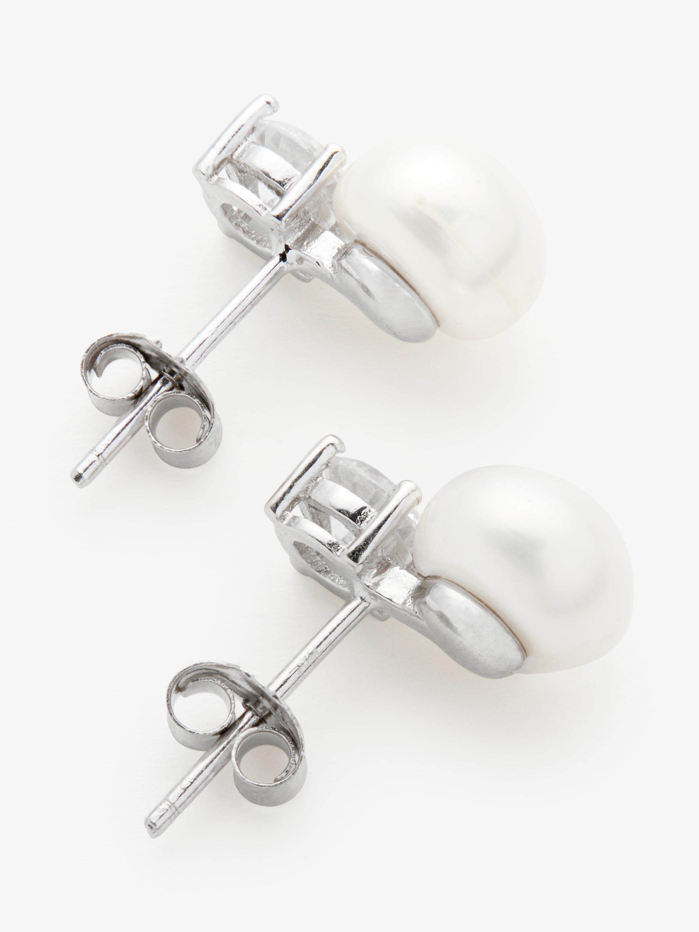 Product image 3 of 5, which shows Lido Freshwater Pearl Stud Earrings, White/Silver