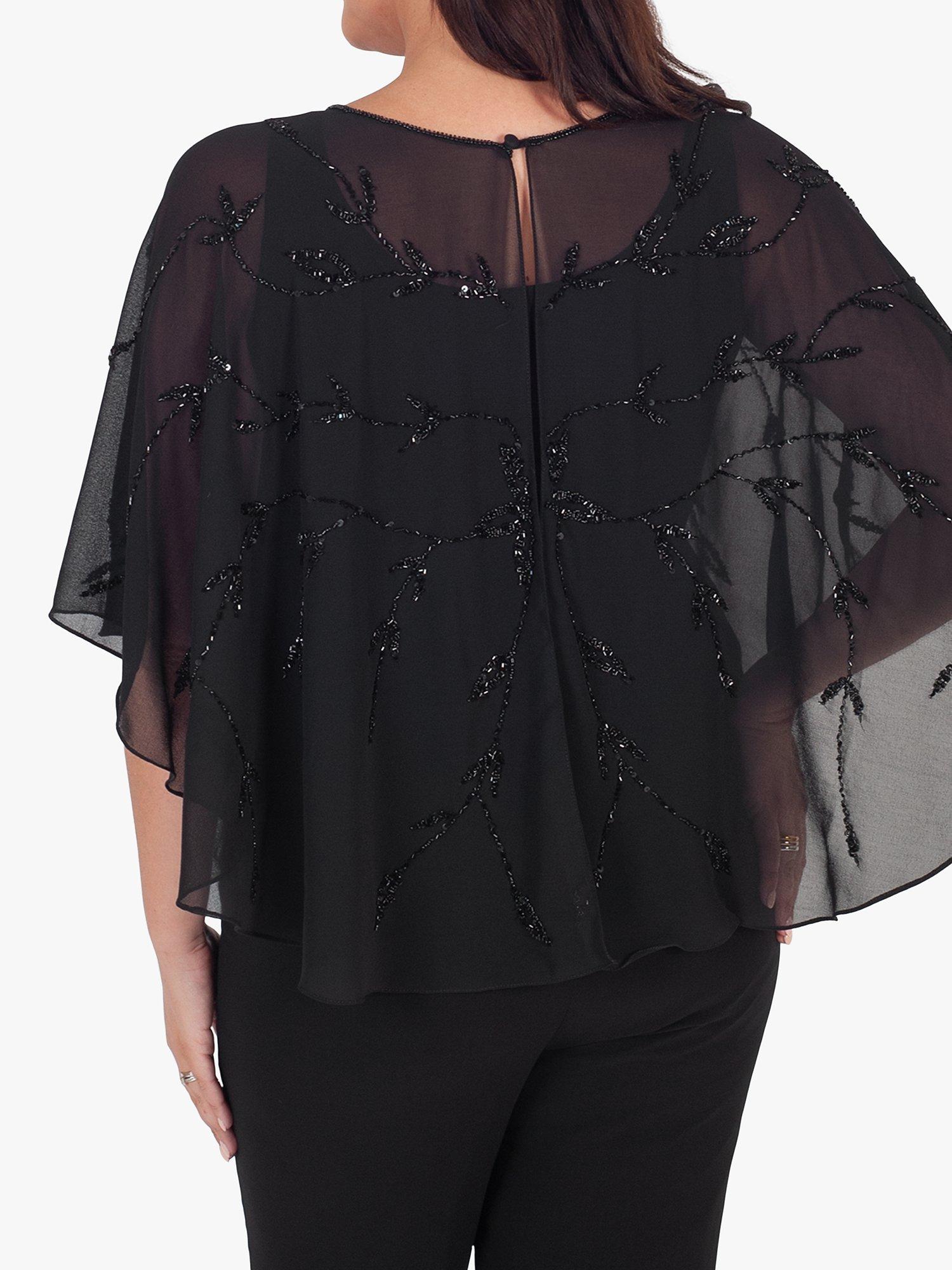 Product image 2 of 6, which shows Chesca Beaded Cape, Black