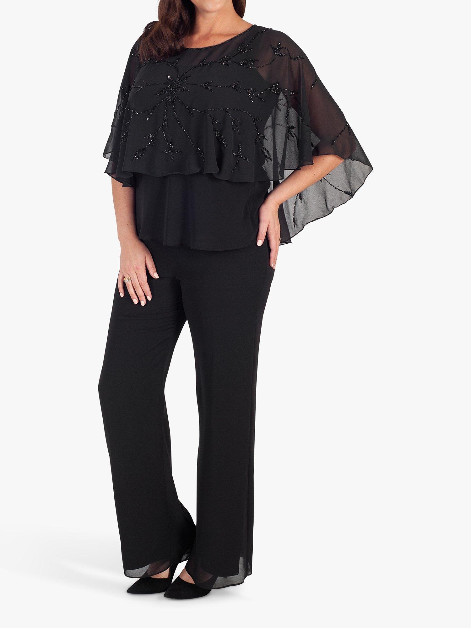 Product image 3 of 6, which shows Chesca Beaded Cape, Black