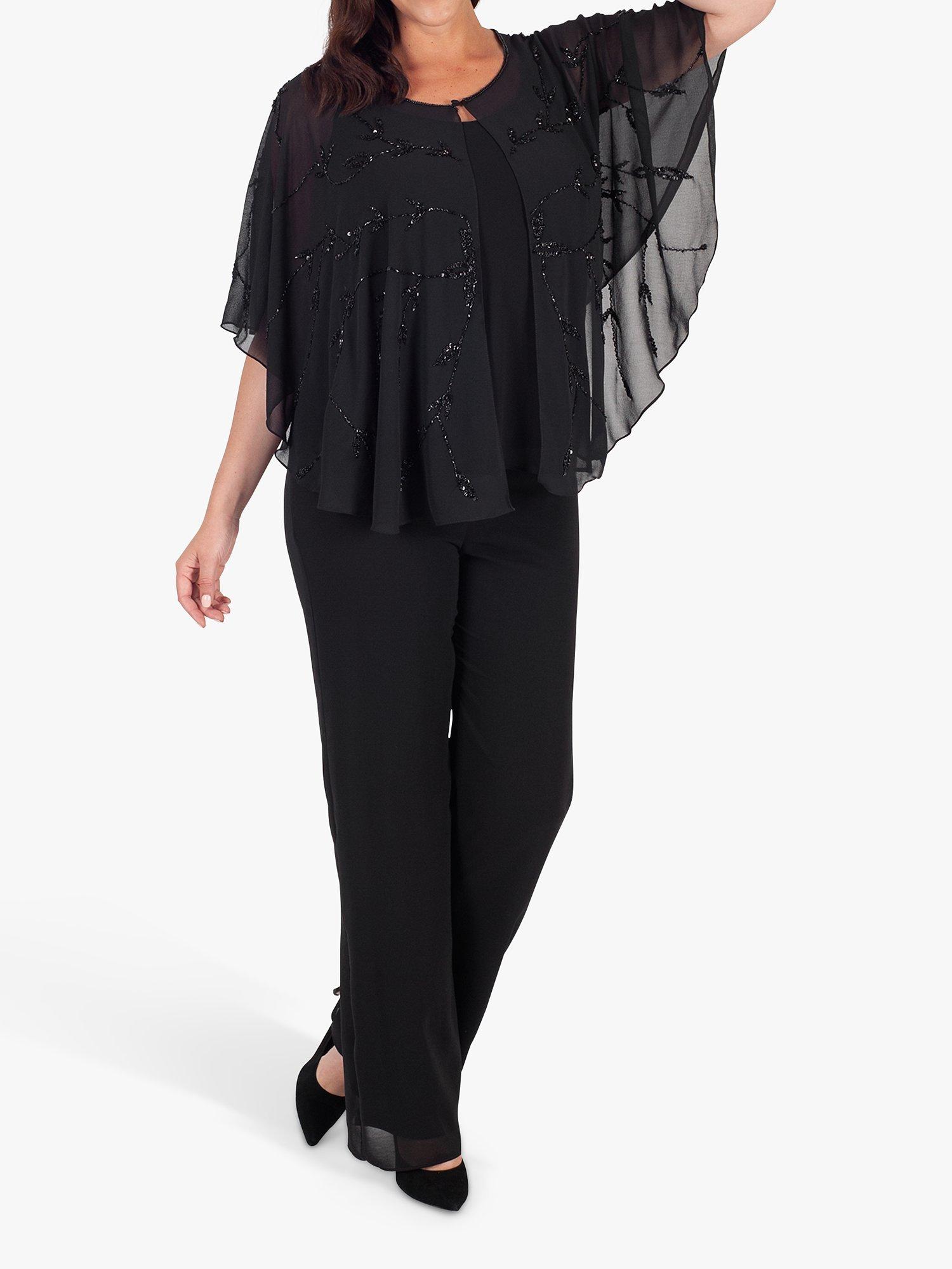 Product image 5 of 6, which shows Chesca Beaded Cape, Black