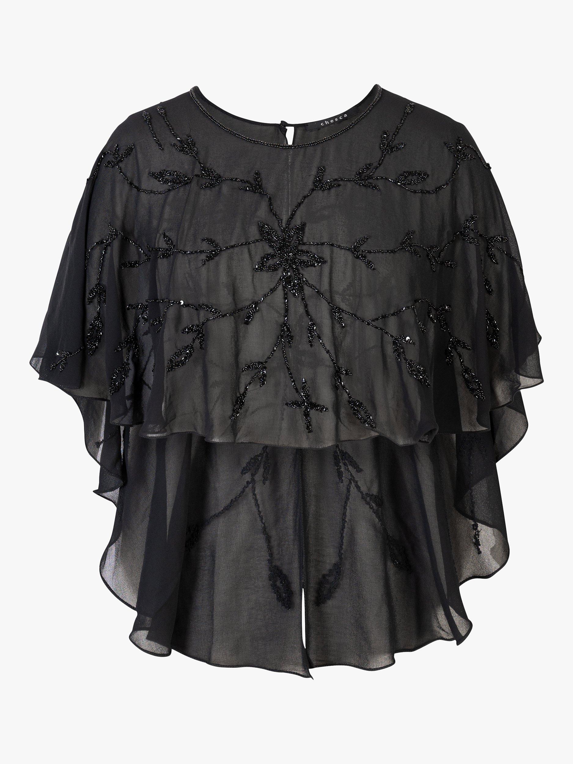 Product image 6 of 6, which shows Chesca Beaded Cape, Black