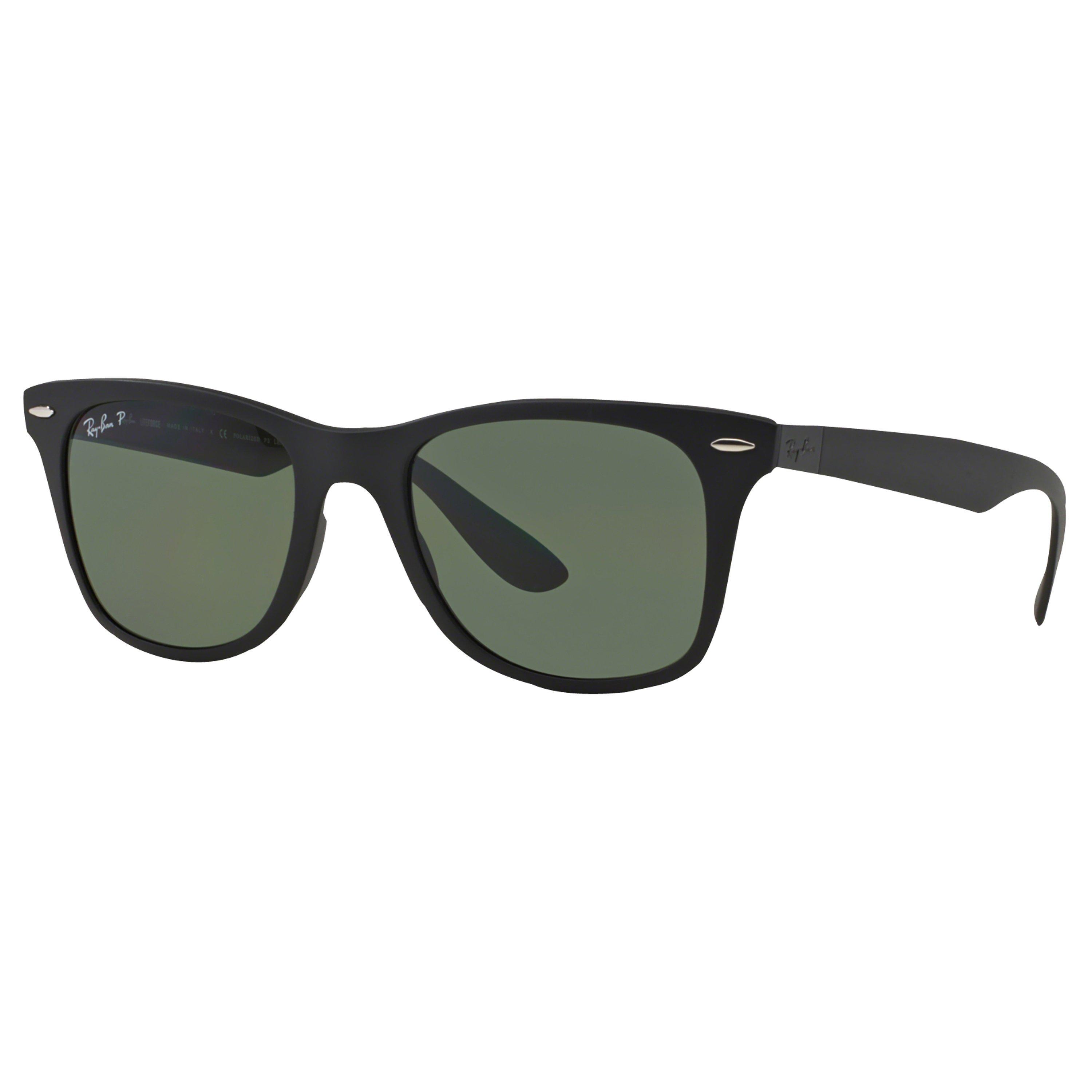 Ray-Ban RB4195 Polarised Lite Force Wayfarer Sunglasses, Matte Black/Dark Green