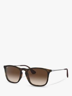 Ray-Ban RB4187 Chris Square Sunglasses, Tortoise/Brown Gradient
