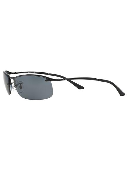 Ray-Ban RB3183 Polarised Rectangular Sunglasses - view 2, Black/Grey