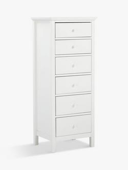 John Lewis Wilton 6 Drawer Tallboy Chest, White