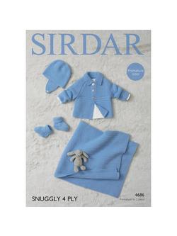 Sirdar Snuggly 4 Ply Baby Blanket and Cardigan Knitting Paper Pattern, 4686, 
