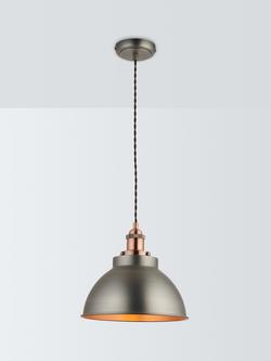 John Lewis Baldwin Pendant Ceiling Light, Pewter/Copper