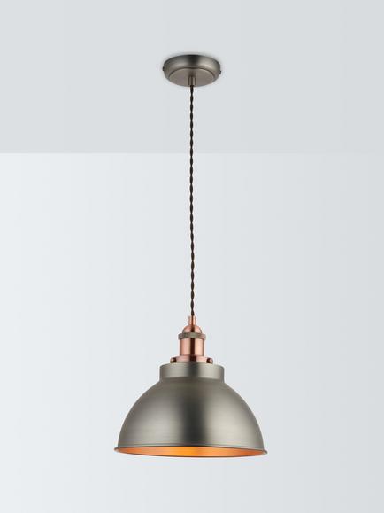 John Lewis Baldwin Pendant Ceiling Light, Pewter/Copper