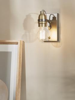 John Lewis Bistro Bulb Wall Light, Antique Brass - view 2, Antique Brass