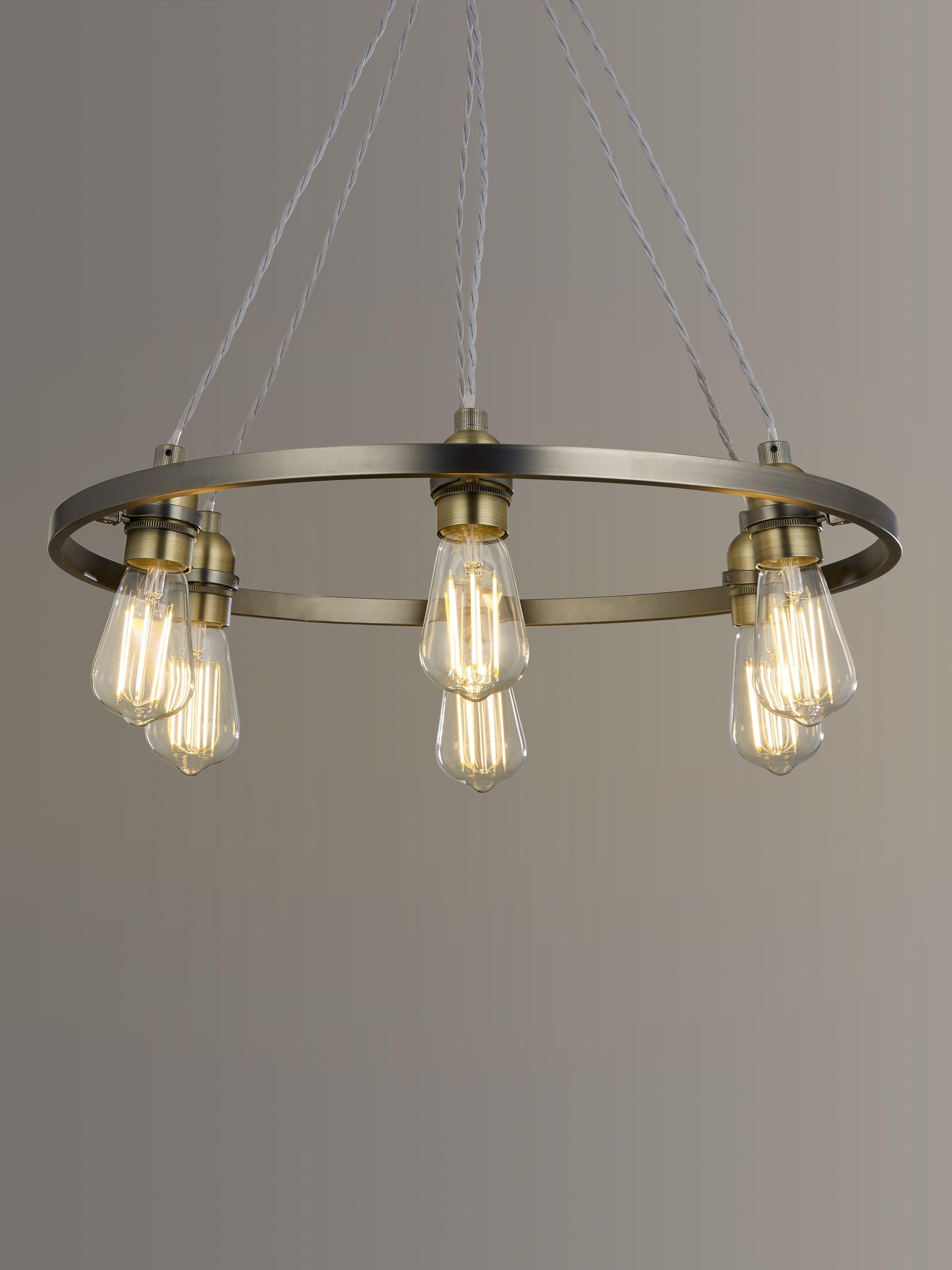 John Lewis Bistro Hoop Pendant Ceiling Light 6 Light Pewter