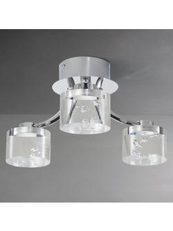 John Lewis Lawrence LED Bubble Flush Ceiling Light, 3 Light, Clear/Silver, Clear/Silver