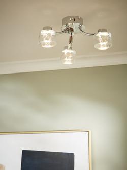 John Lewis Lawrence LED Bubble Flush Ceiling Light, 3 Light, Clear/Silver - view 2, Clear/Silver