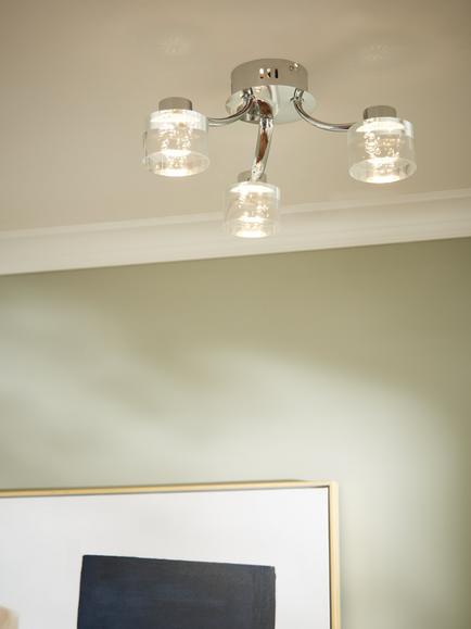 John Lewis Lawrence LED Bubble Flush Ceiling Light, 3 Light, Clear/Silver - view 2, Clear/Silver