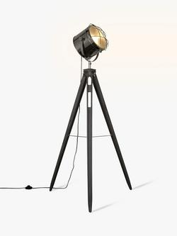 John Lewis Jules Wood Marine Head Floor Lamp, Grey