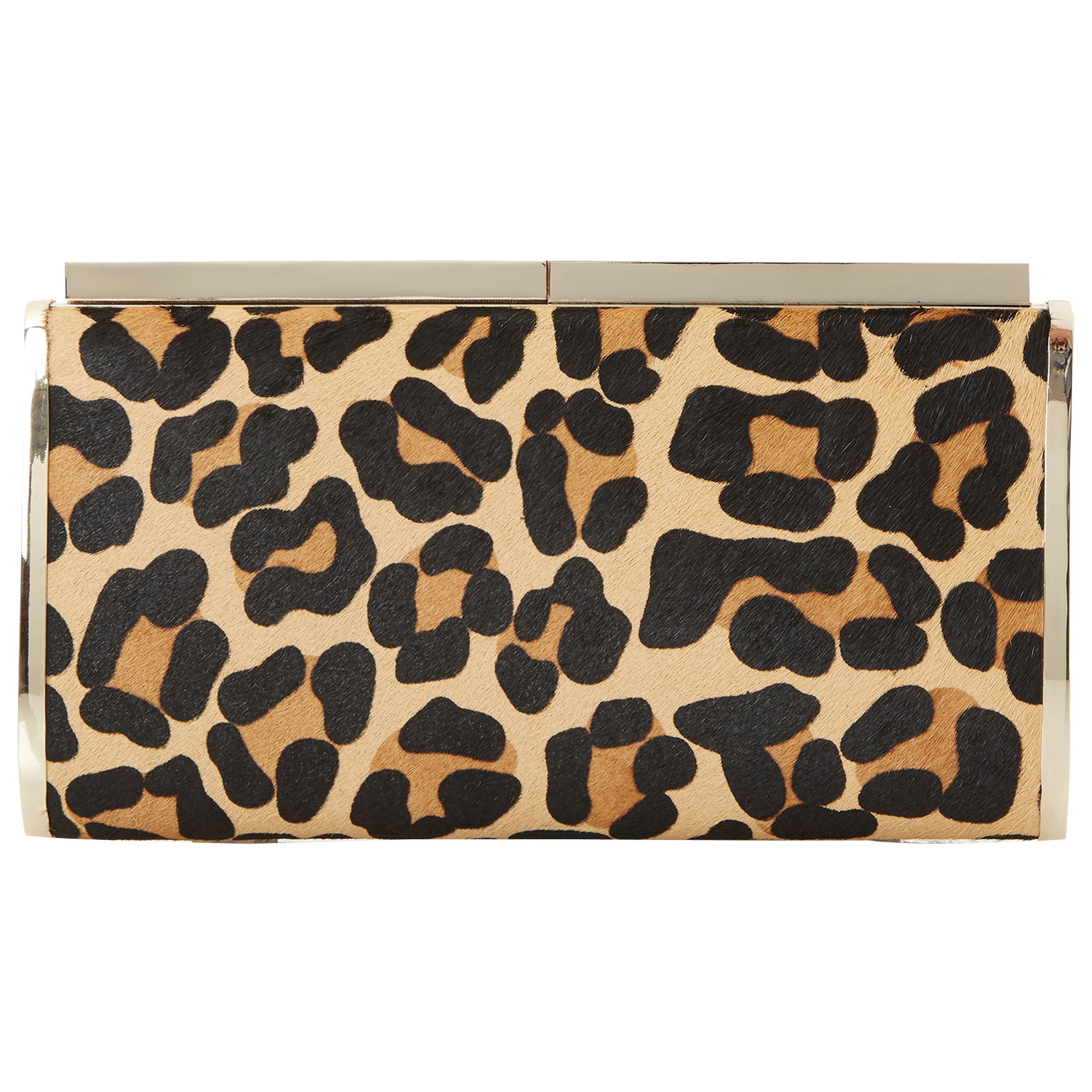 Dune Britney Hard Case Clutch Bag, Leopard