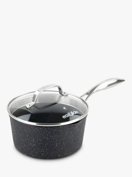 Eaziglide Neverstick2 Aluminium Non-Stick Saucepan, 18cm, Grey