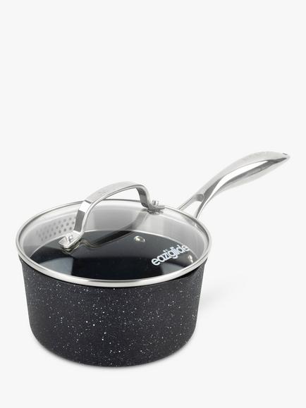 Eaziglide Neverstick2 Aluminium Non-Stick Saucepan, 16cm, Grey