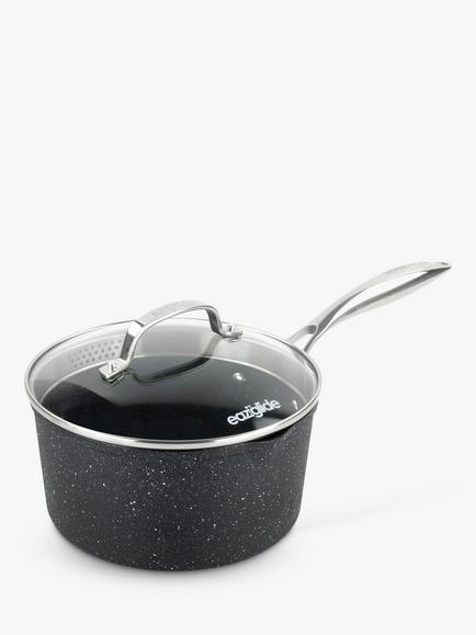 Eaziglide Neverstick2 Aluminium Non-Stick Saucepan, 20cm, Grey