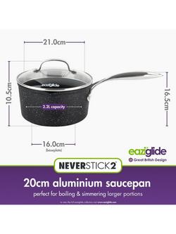 Eaziglide Neverstick2 Aluminium Non-Stick Saucepan, 20cm - view 2, Grey