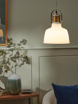 John Lewis Lloyd Glass White Pendant Ceiling Light, Satin Nickel - view 2, White