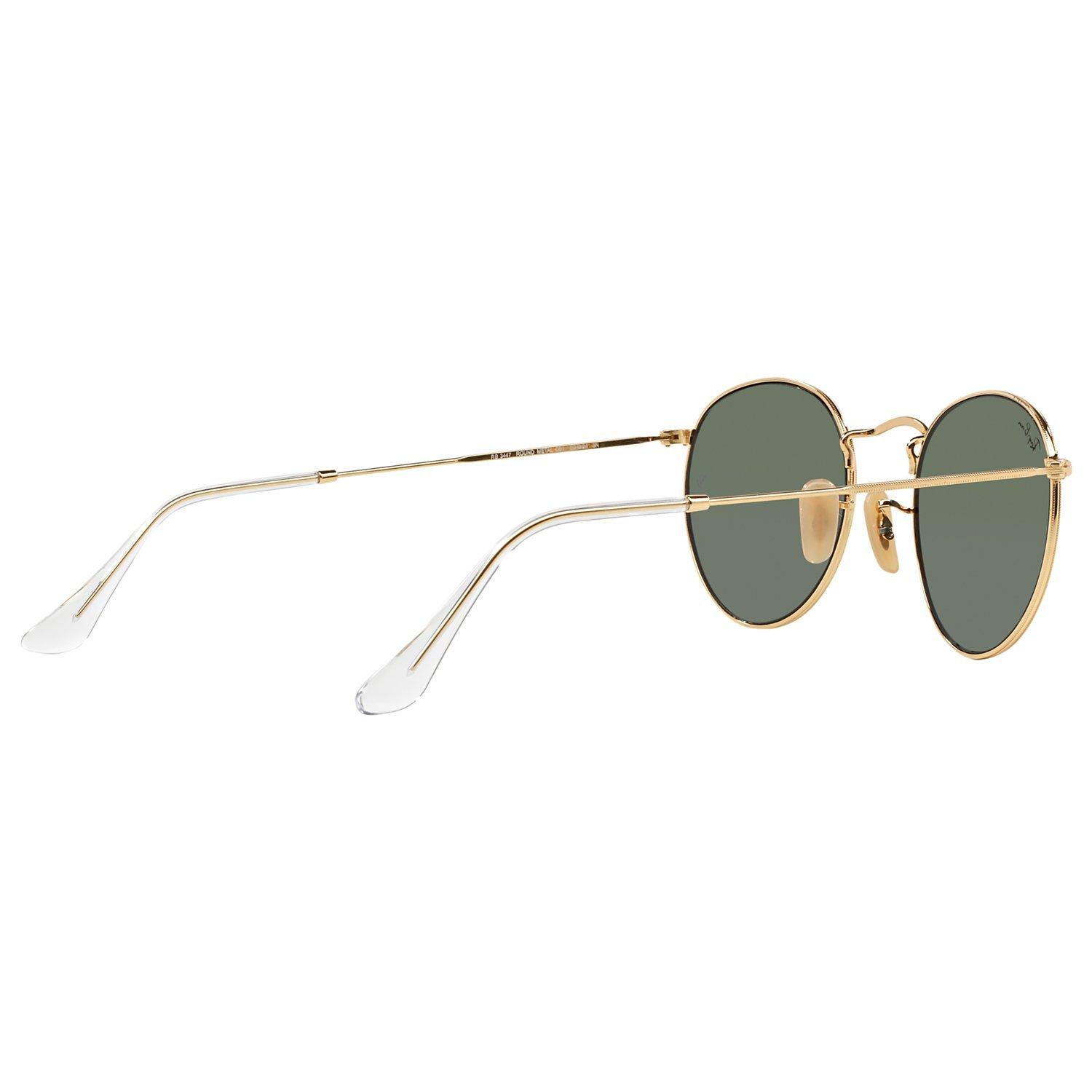 Product image 9 of 10, which shows Ray-Ban RB3447 Round Metal Sunglasses, Gold/Green
