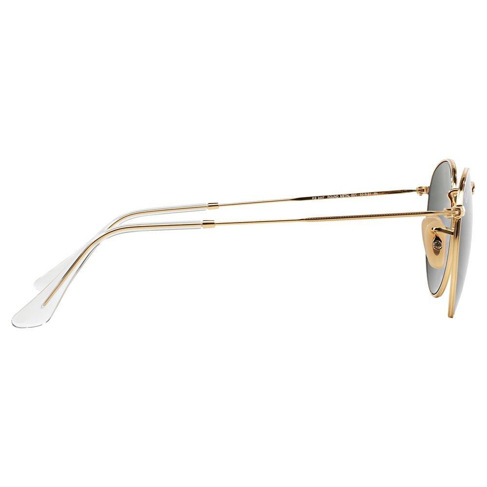 Product image 10 of 10, which shows Ray-Ban RB3447 Round Metal Sunglasses, Gold/Green