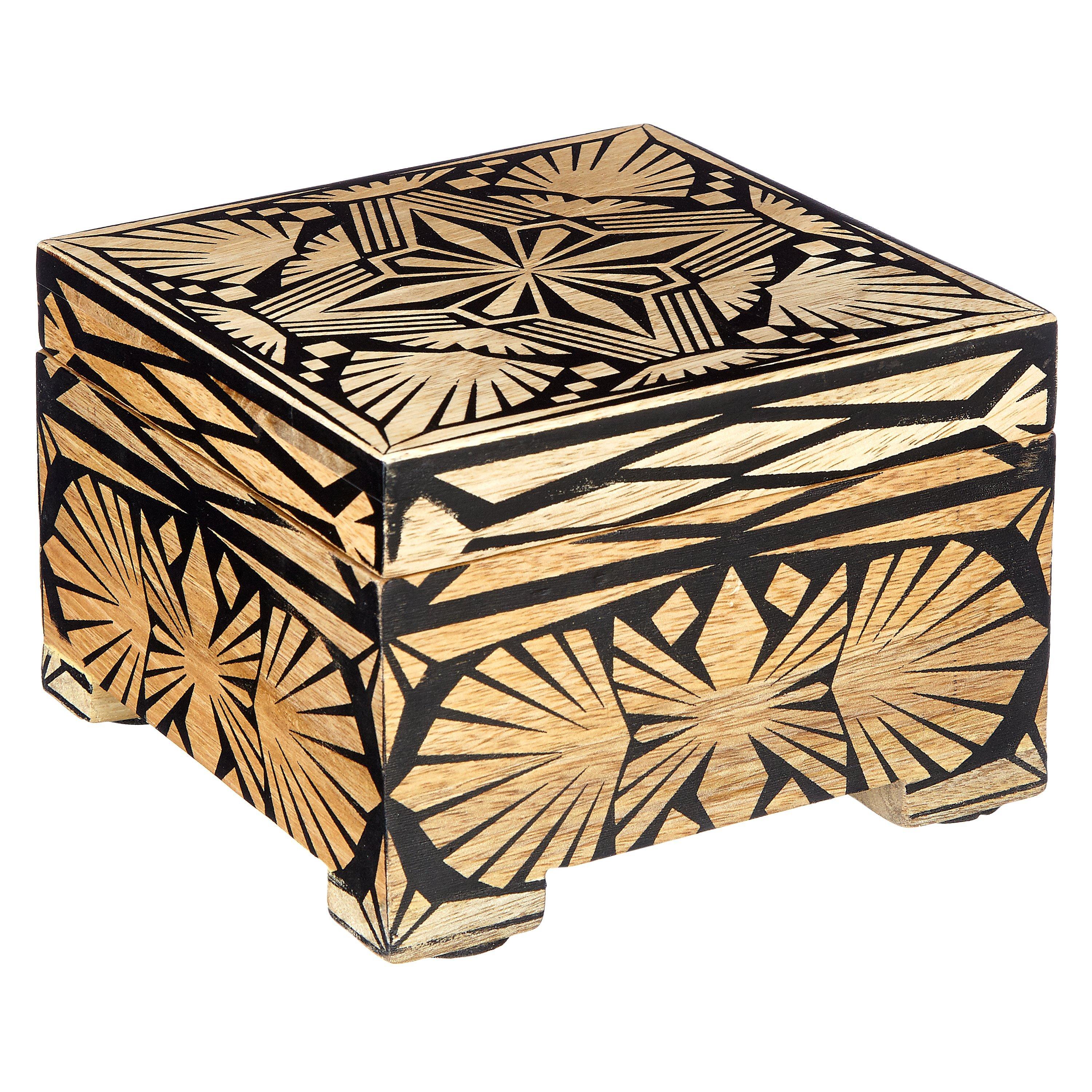 John Lewis Fusion Wooden Trinket Box, Black and Gold