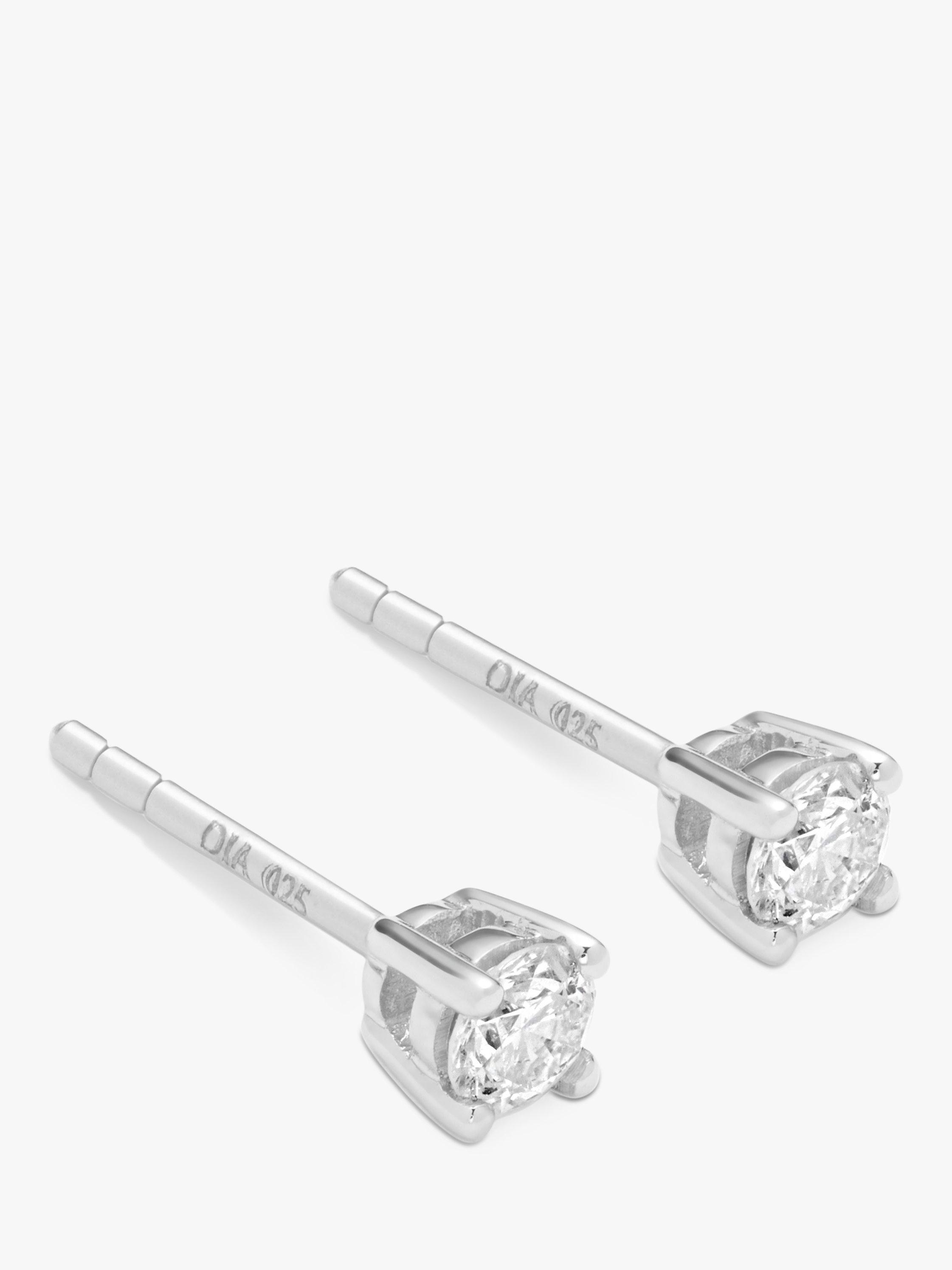 Product image 1 of 6, which shows Mogul 18ct White Gold Round Brilliant Solitaire Diamond Stud Earrings, 0.33ct