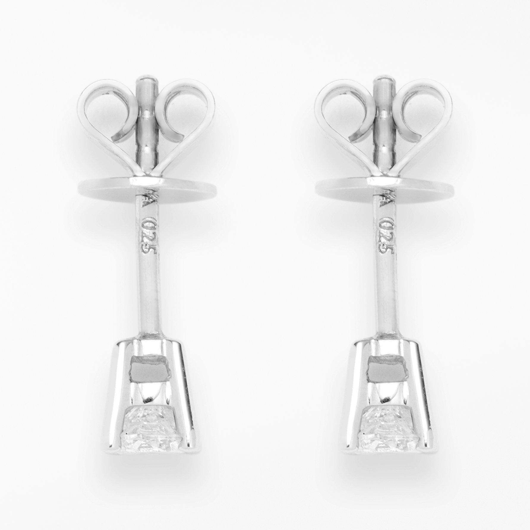 Product image 5 of 6, which shows Mogul 18ct White Gold Round Brilliant Solitaire Diamond Stud Earrings, 0.33ct