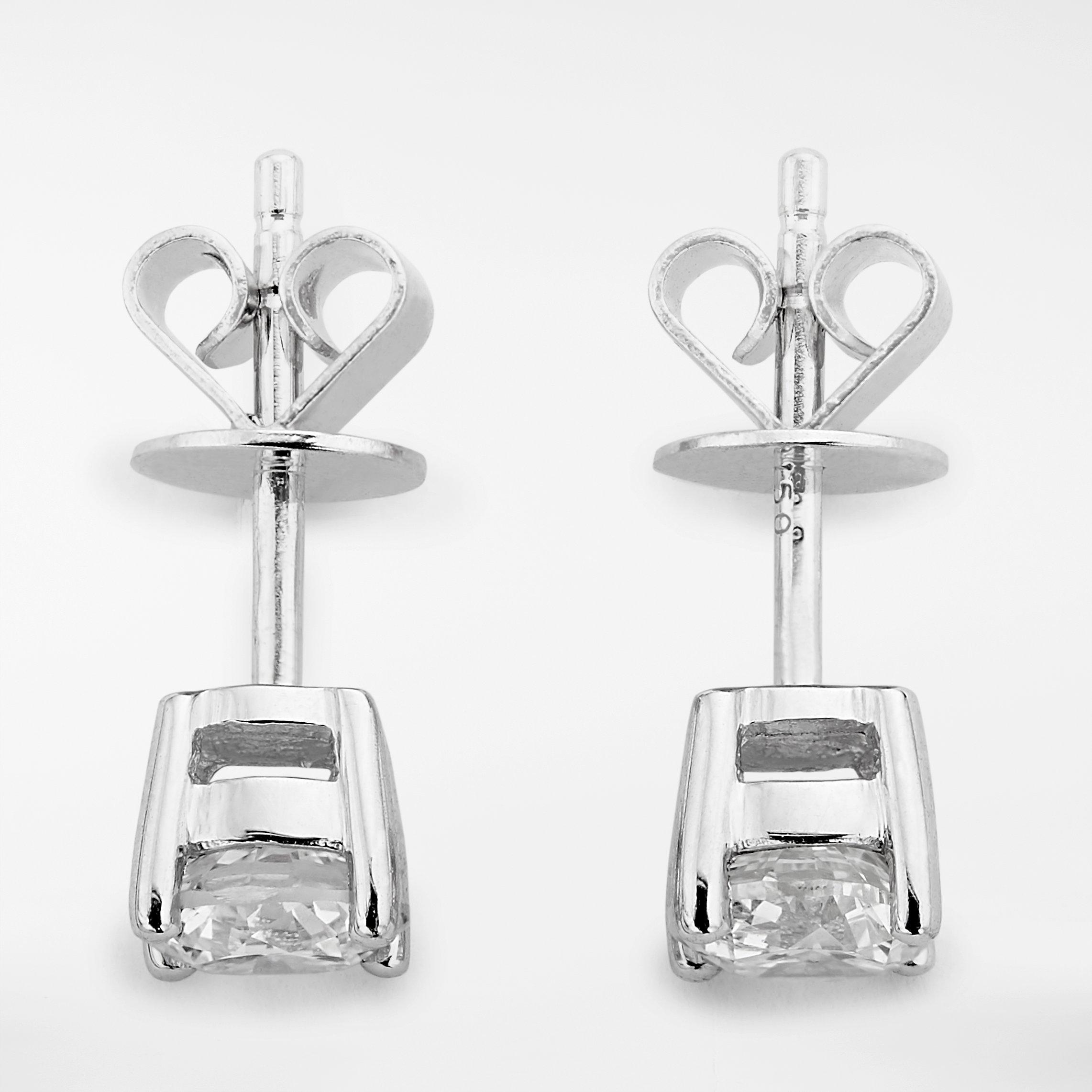Product image 5 of 7, which shows Mogul 18ct White Gold Round Brilliant Solitaire Diamond Stud Earrings, 0.75ct