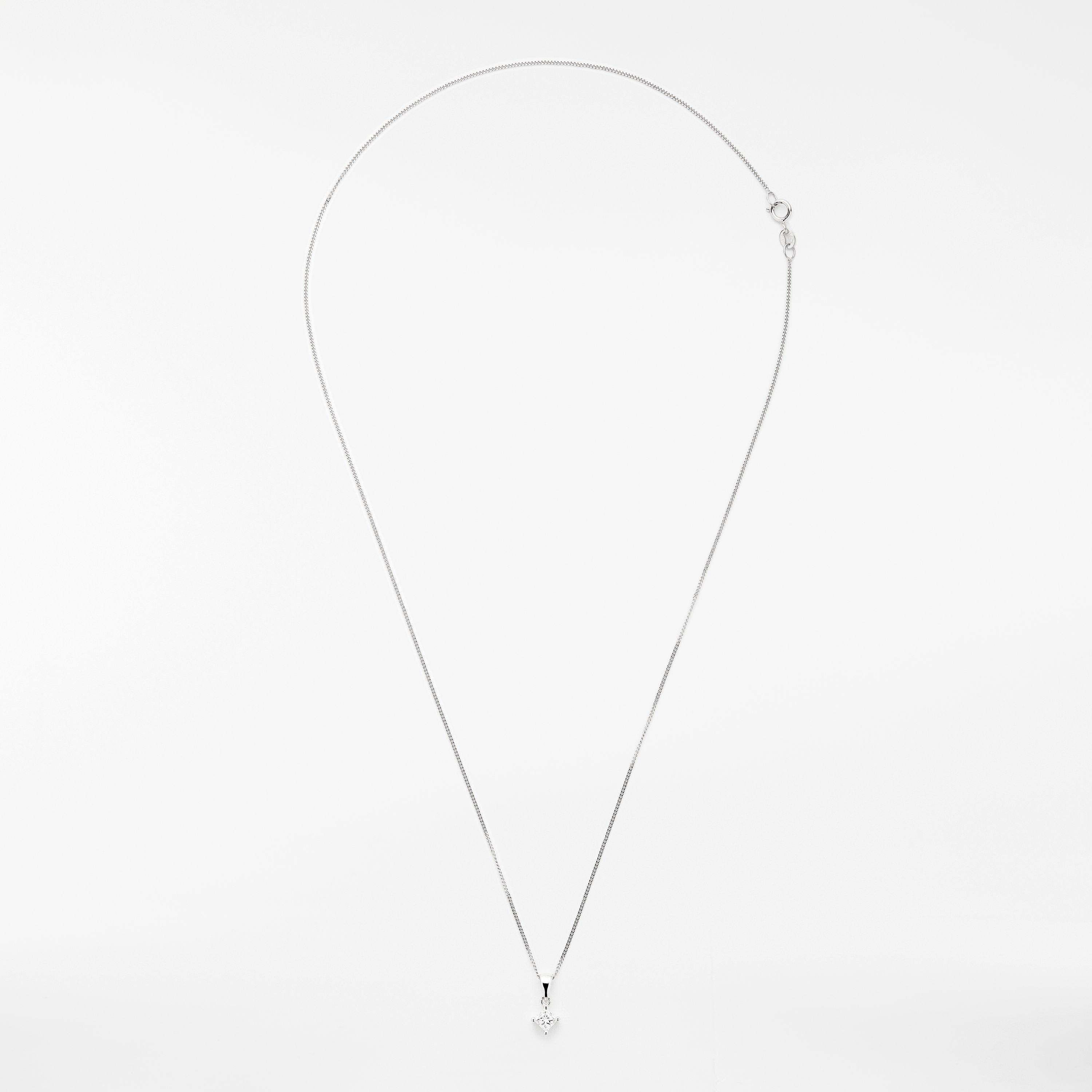 Product image 5 of 6, which shows Mogul 18ct White Gold Princess Cut Solitaire Diamond Pendant Necklace, 0.33ct