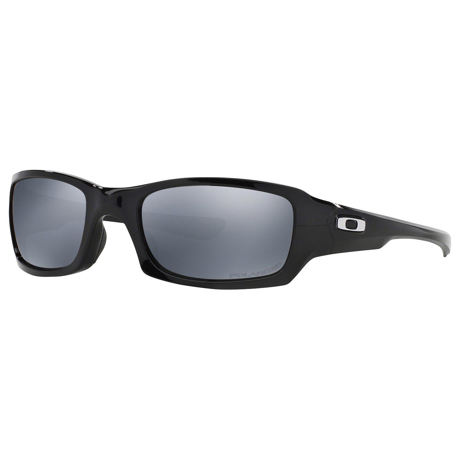 Oakley OO9238 Fives Squared™ Polarised Rectangular Sunglasses, Polished Black/Black Iridium