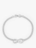 Dower & Hall Sterling Silver Entwined Infinity Bracelet, Silver