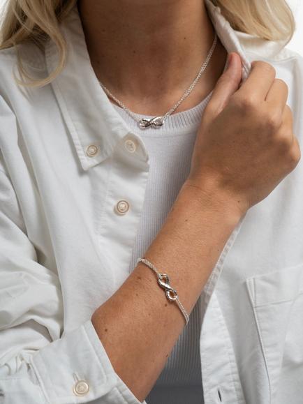 Dower & Hall Sterling Silver Entwined Infinity Bracelet, Silver - view 2, Silver