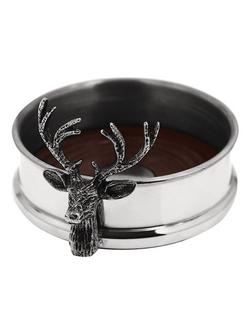 English Pewter Company Stag Head Bottle Coaster, Silver